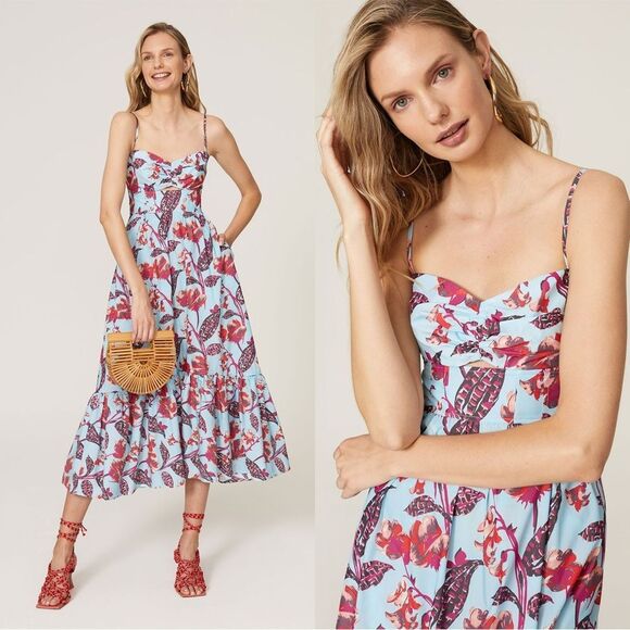NEW $495 A.L.C. Emilia Printed Midi Dress - Picture 1 of 15